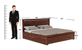 Amer Solid Sheesham Wood Bed With Four Drawers (Queen Size, Natural Finish)